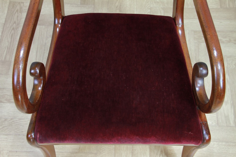 Antique Single Georgian Regency Solid Mahogany Scroll Arm Carver Desk Chair 1820 View VII