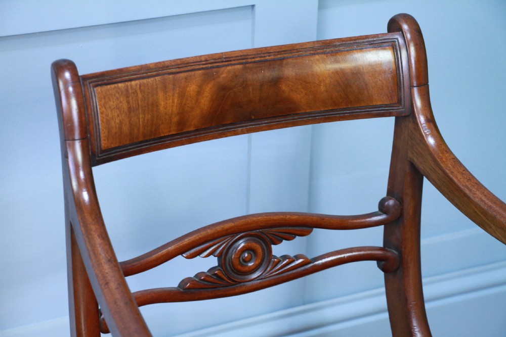 Antique Single Georgian Regency Solid Mahogany Scroll Arm Carver Desk Chair 1820 View VIII
