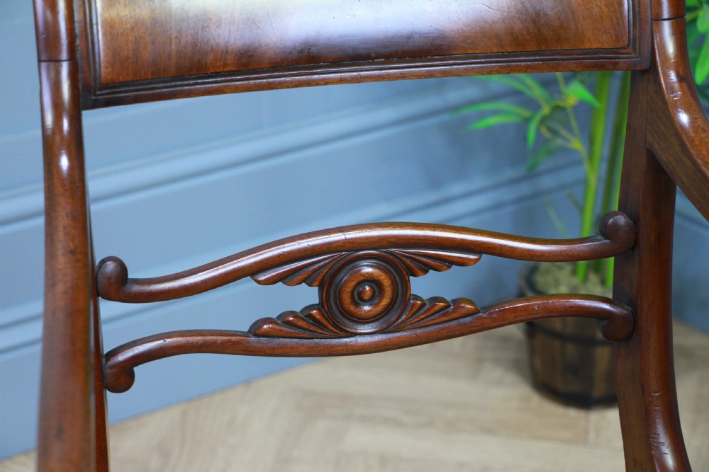 Antique Single Georgian Regency Solid Mahogany Scroll Arm Carver Desk Chair 1820 View XI