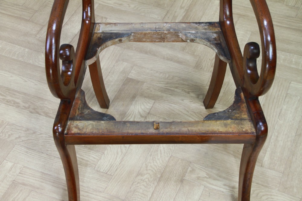 Antique Single Georgian Regency Solid Mahogany Scroll Arm Carver Desk Chair 1820 View XII