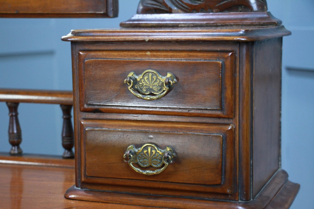 Antique Late Victorian Mahogany Ladies Carved Duchess Dressing Table With Mirror View IX