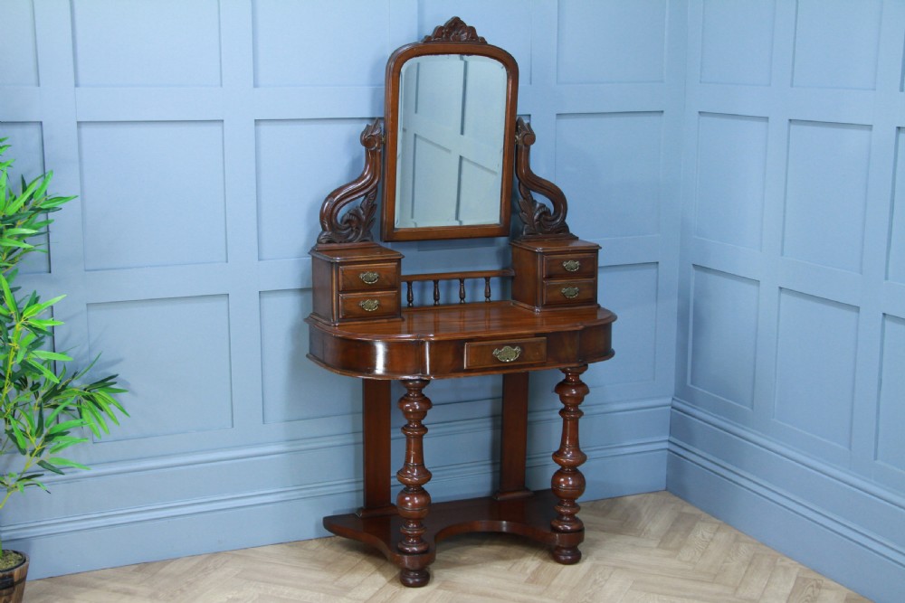 Antique Late Victorian Mahogany Ladies Carved Duchess Dressing Table With Mirror View X