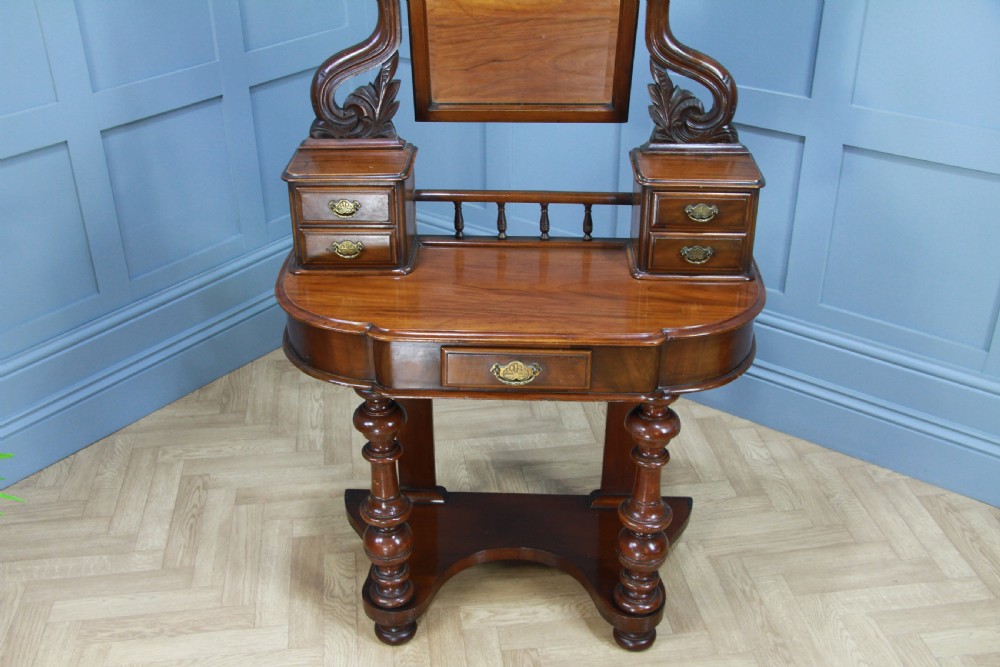 Antique Late Victorian Mahogany Ladies Carved Duchess Dressing Table With Mirror View XV