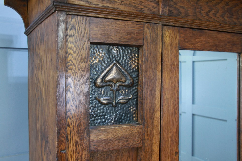 Original Antique Edwardian Art Nouveau Solid Meduim Oak Small Single Wardrobe View VIII