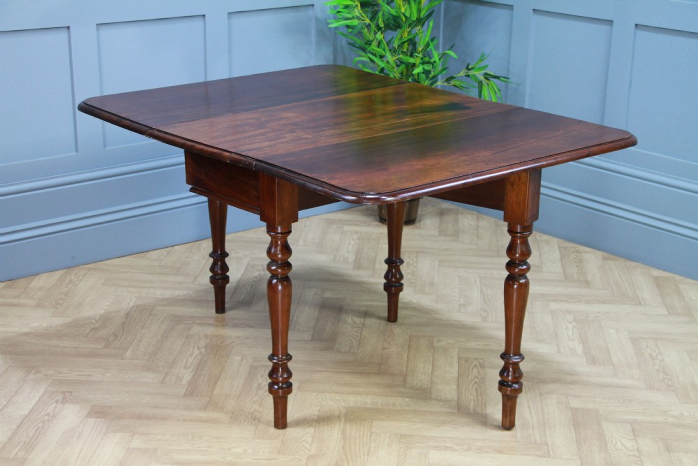 Original Antique Victorian Solid Mahogany 4 Seater Drop Leaf Dining Table C1880 View IV