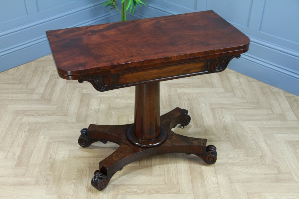 Antique William IV Mahogany Fold Over Tea Table Hall Sofa Table
 View II