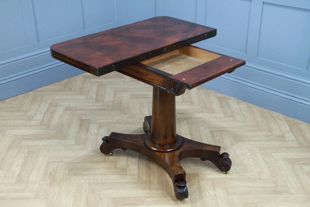 Antique William IV Mahogany Fold Over Tea Table Hall Sofa Table
 View XIII