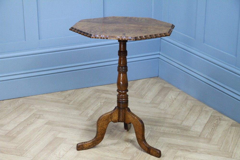Original Antique Edwardian Solid Oak Octagonal Wine Lamp Side Table Occasional C1900