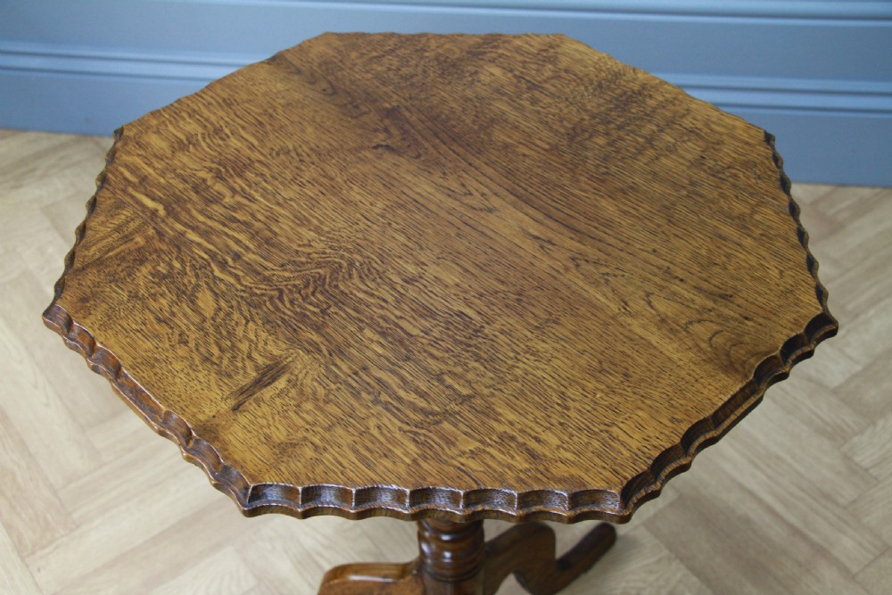Original Antique Edwardian Solid Oak Octagonal Wine Lamp Side Table Occasional C1900 View V