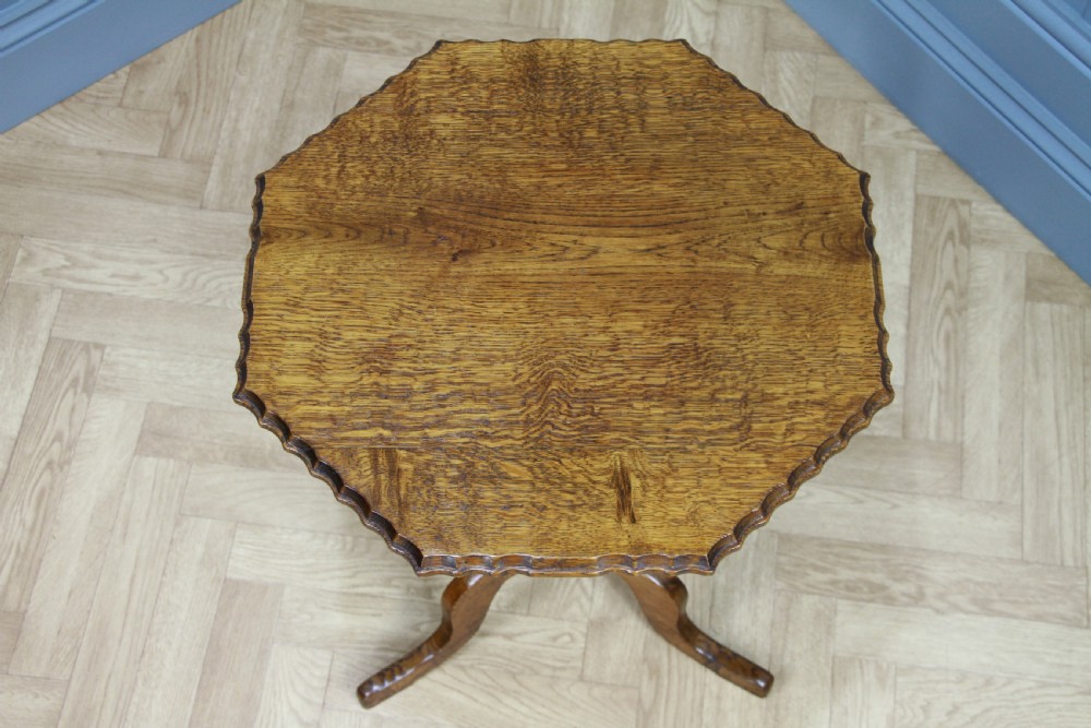 Original Antique Edwardian Solid Oak Octagonal Wine Lamp Side Table Occasional C1900 View VI