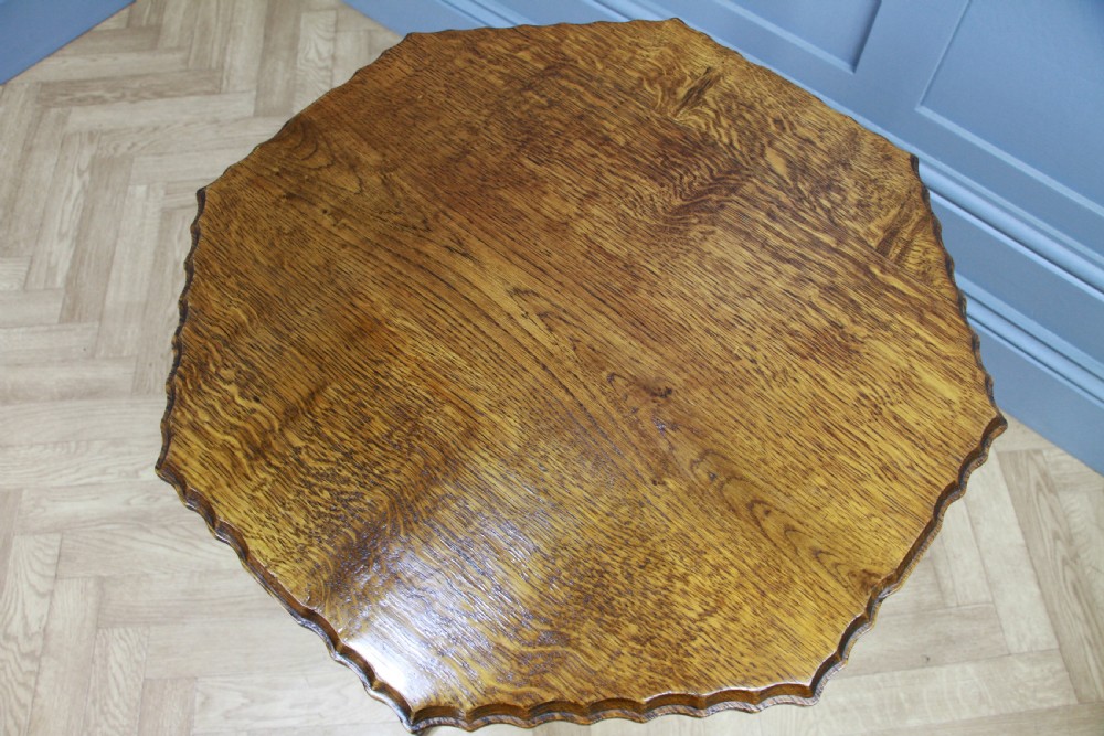 Original Antique Edwardian Solid Oak Octagonal Wine Lamp Side Table Occasional C1900 View XI
