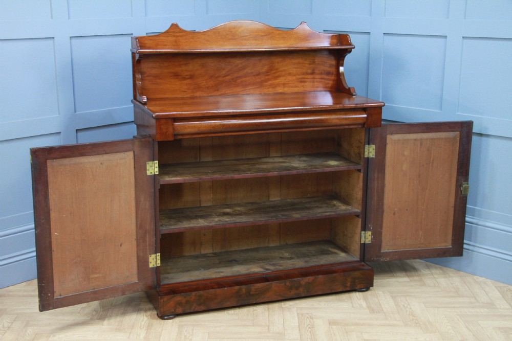 Antique Early Victorian Flame Grain Mahogany Barley Twist Chiffonier Sideboard C1840 View IX