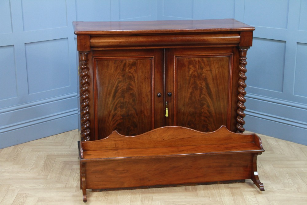 Antique Early Victorian Flame Grain Mahogany Barley Twist Chiffonier Sideboard C1840 View XII