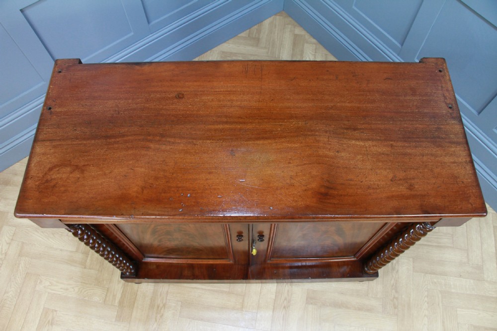 Antique Early Victorian Flame Grain Mahogany Barley Twist Chiffonier Sideboard C1840 View XVII