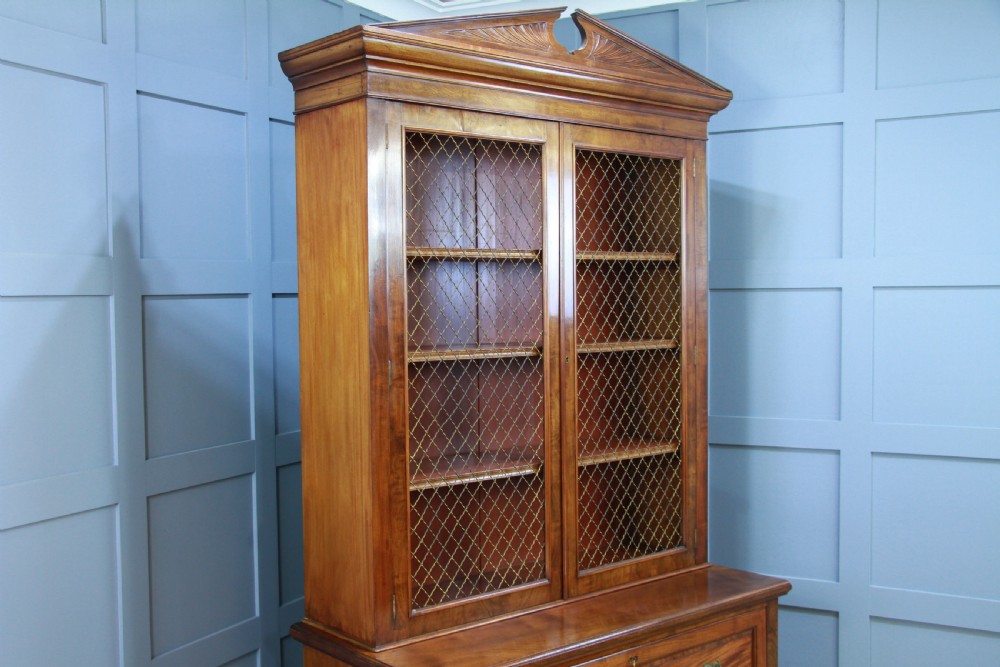 Original Antique Victorian Mahogany Grand Secretaire Bookcase Cupboard C1880 View VIII