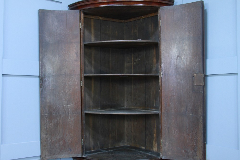 Antique Georgian Flame Mahogany Corner Wall Hanging Cupboard Cabinet Drinks 1820 View VI