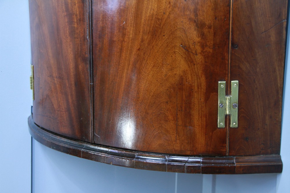 Antique Georgian Flame Mahogany Corner Wall Hanging Cupboard Cabinet Drinks 1820 View VII