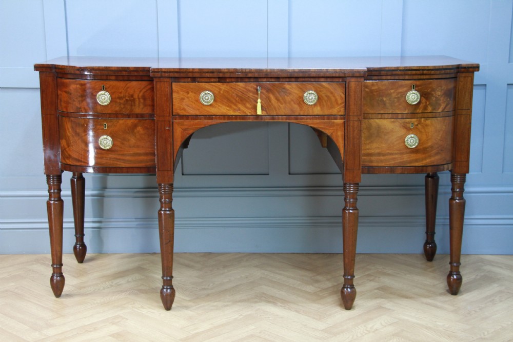 Antique Regency Grand Flame Grain Mahogany Breakfront Server Sideboard Georgian View V