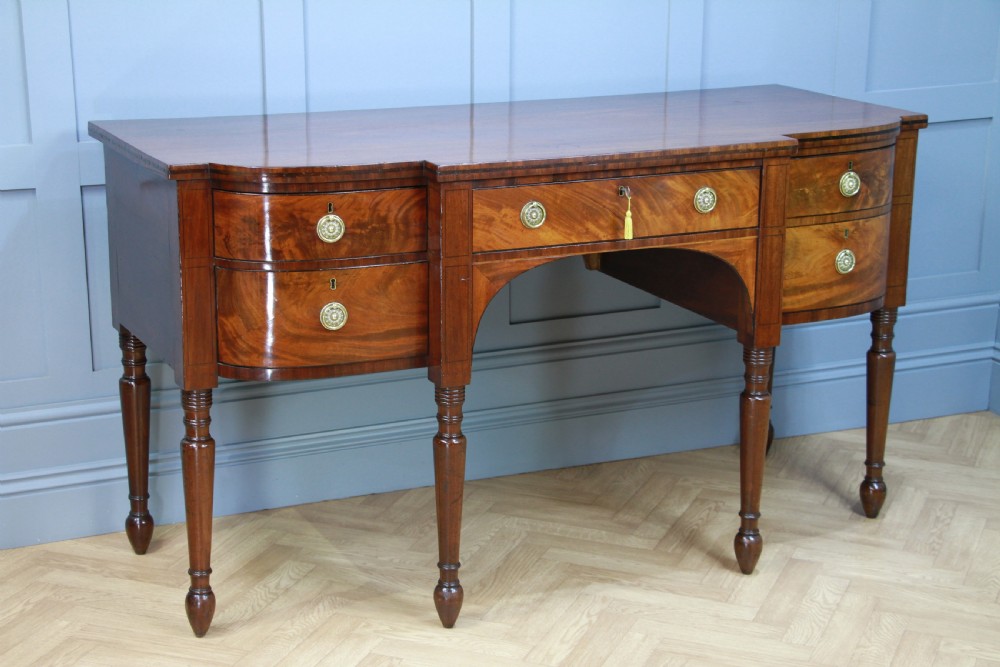 Antique Regency Grand Flame Grain Mahogany Breakfront Server Sideboard Georgian View IV