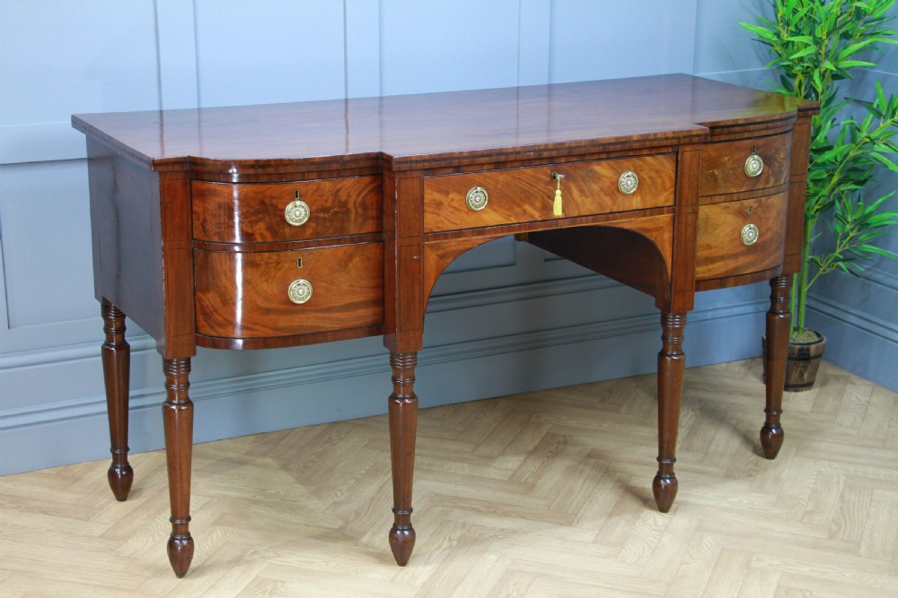 Antique Regency Grand Flame Grain Mahogany Breakfront Server Sideboard Georgian
