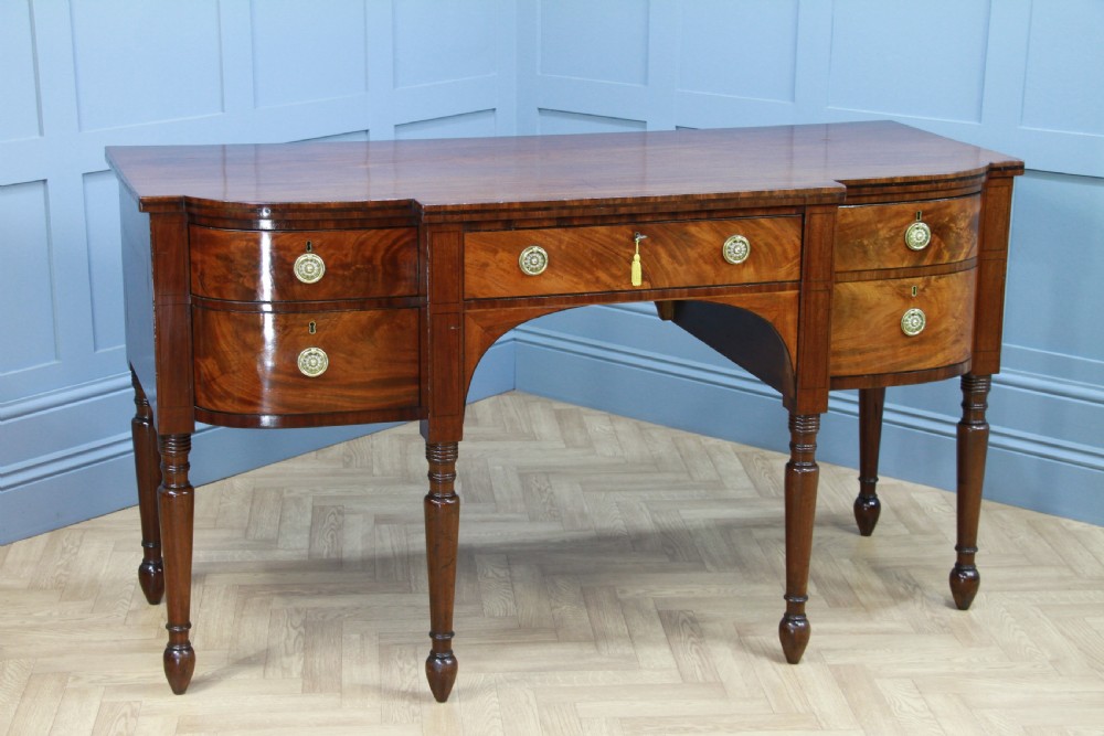Antique Regency Grand Flame Grain Mahogany Breakfront Server Sideboard Georgian View VIII