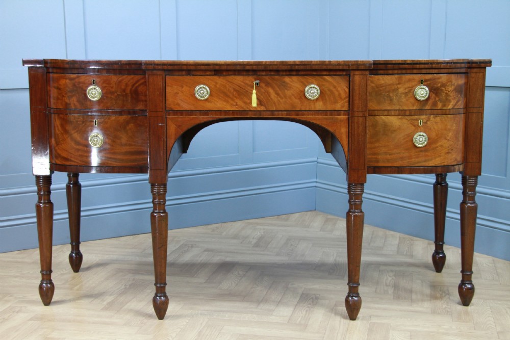Antique Regency Grand Flame Grain Mahogany Breakfront Server Sideboard Georgian View XIV
