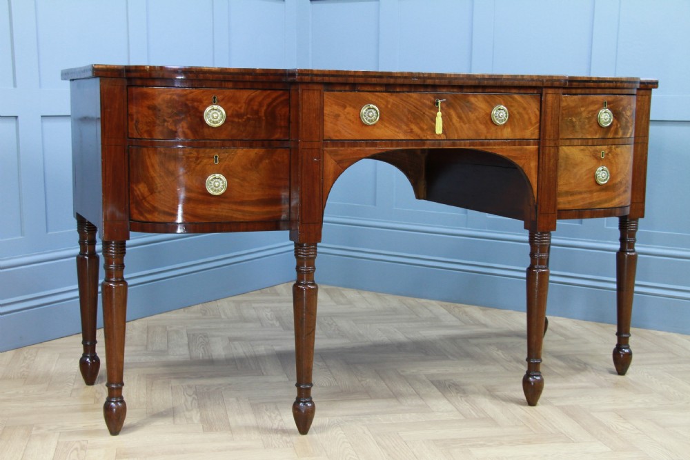 Antique Regency Grand Flame Grain Mahogany Breakfront Server Sideboard Georgian View XV
