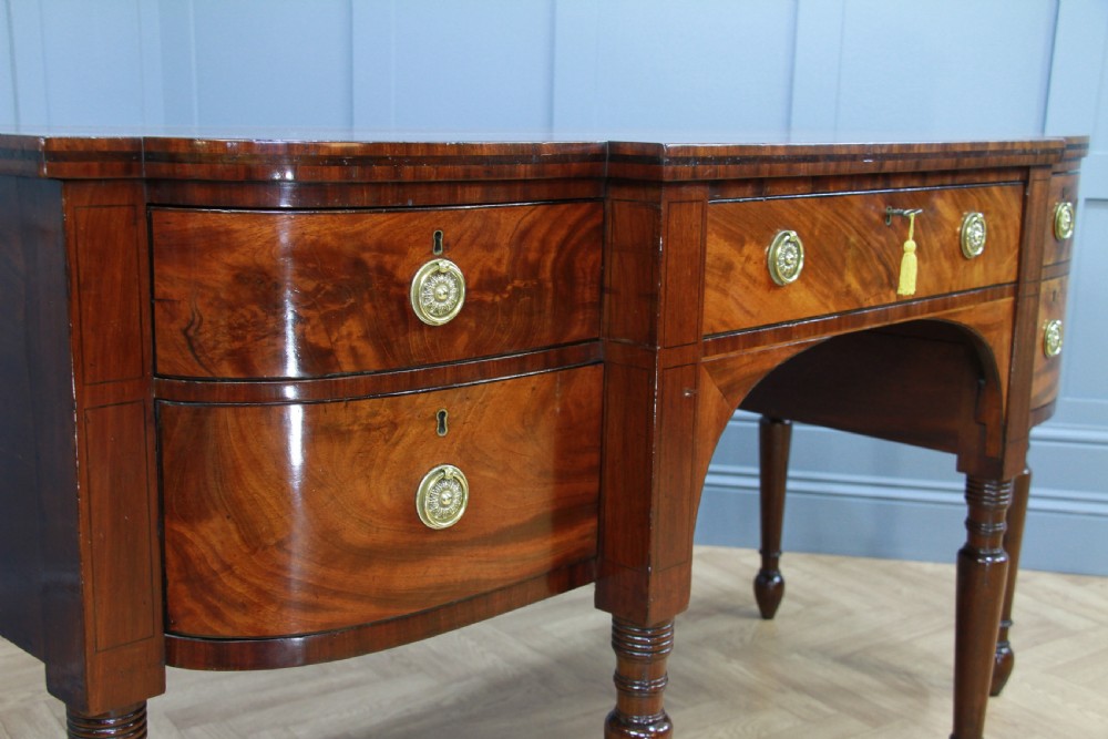Antique Regency Grand Flame Grain Mahogany Breakfront Server Sideboard Georgian View XVII