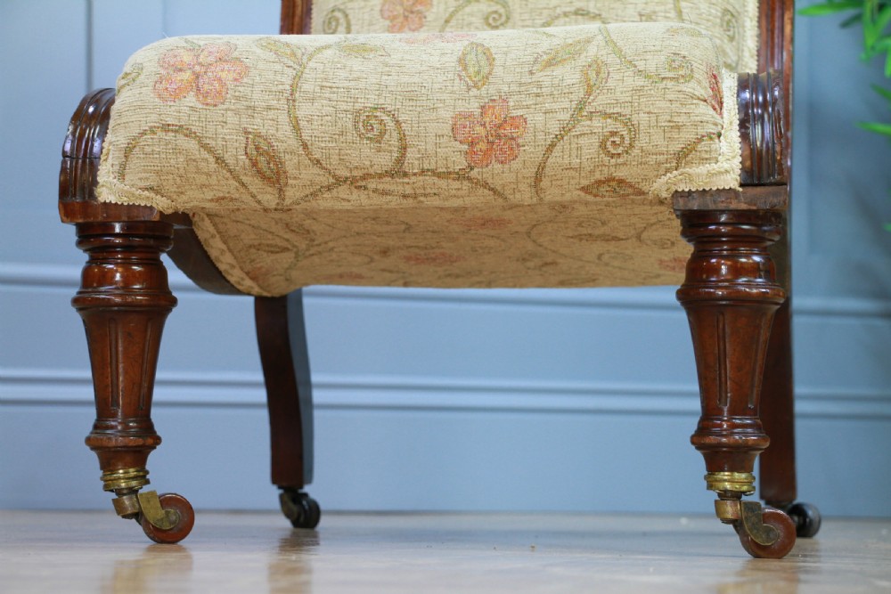 Antique Late Victorian Mahogany Carved Scroll Back Slipper Nursing Chair 1880 View XI