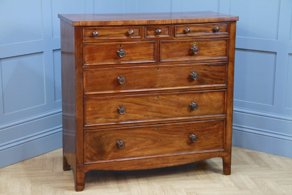 Original Antique Early Victorian Tall Mahogany Chest of 7 Drawers Restored C1860