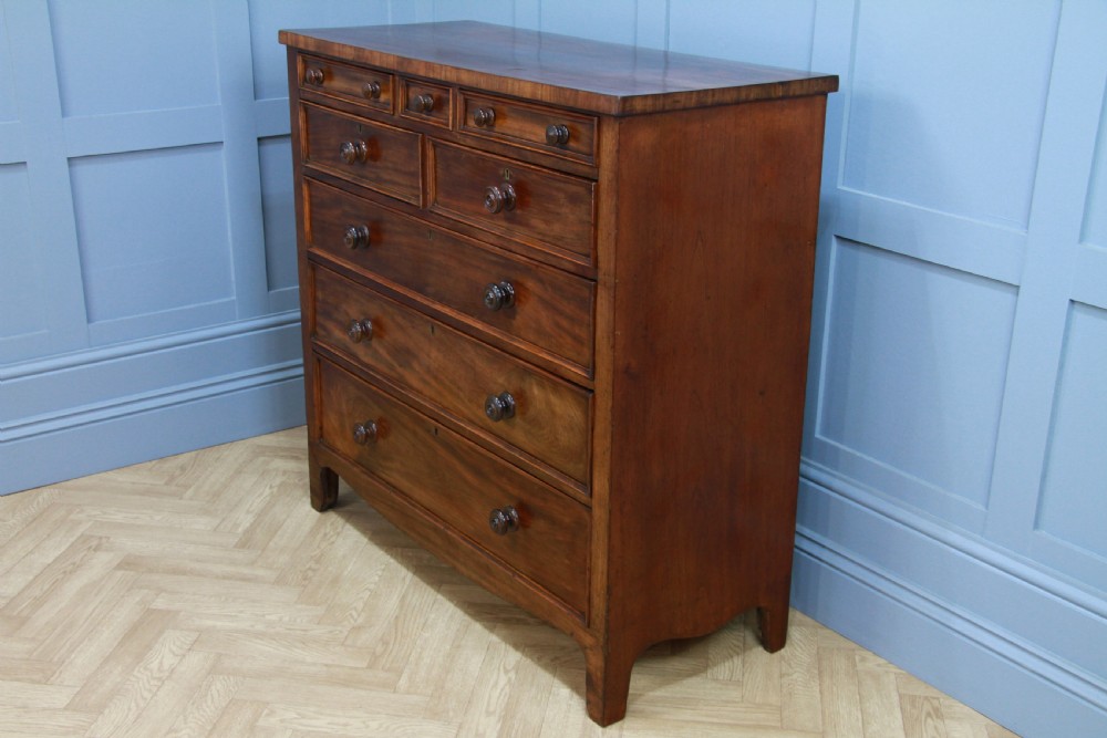 Original Antique Early Victorian Tall Mahogany Chest of 7 Drawers Restored C1860 View IV