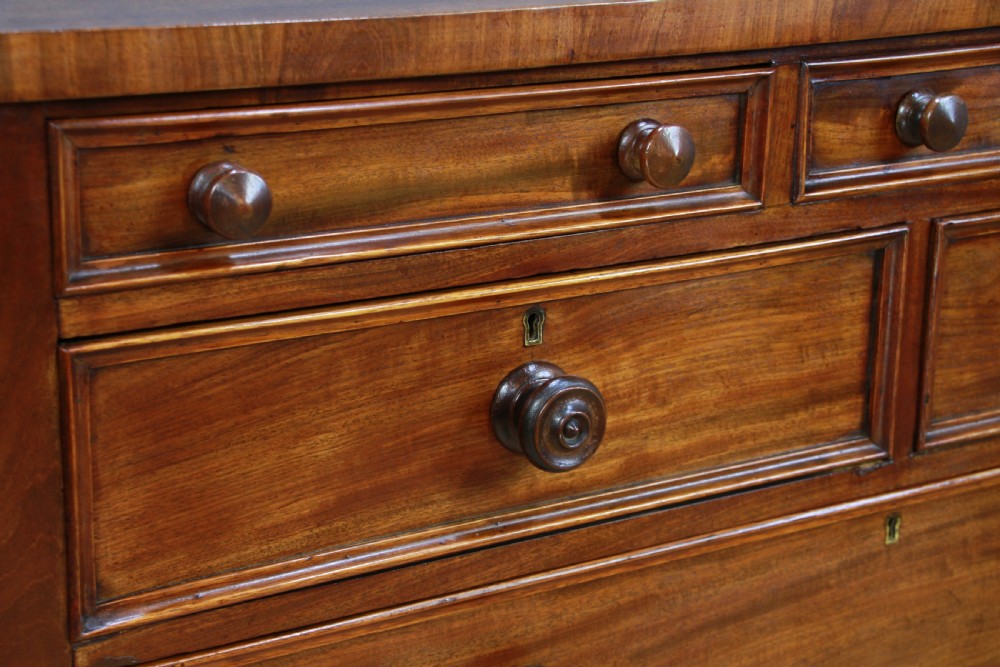 Original Antique Early Victorian Tall Mahogany Chest of 7 Drawers Restored C1860 View VI