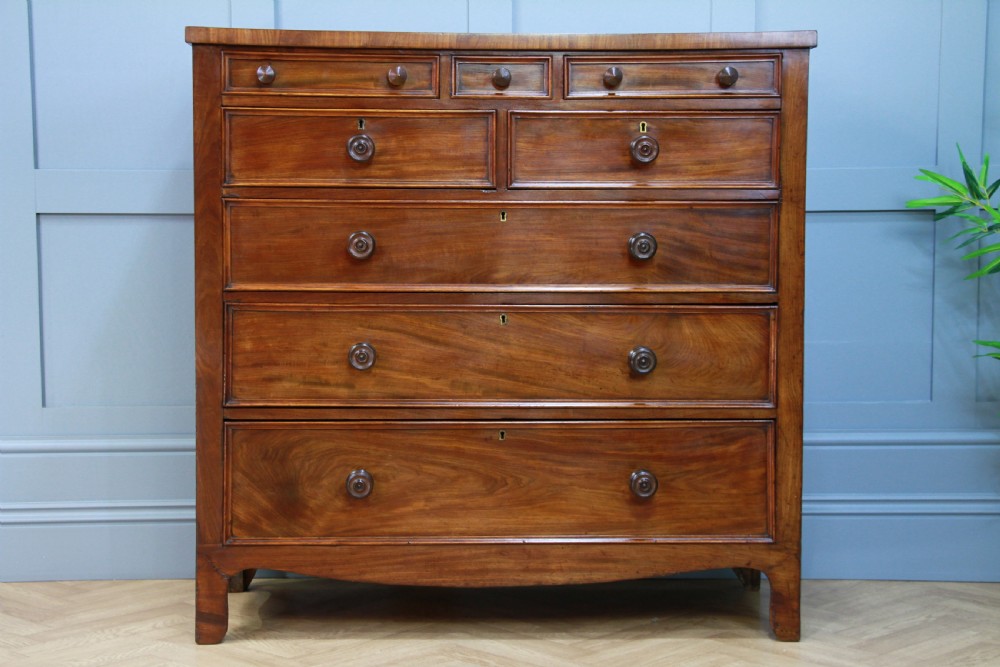 Original Antique Early Victorian Tall Mahogany Chest of 7 Drawers Restored C1860 View VII