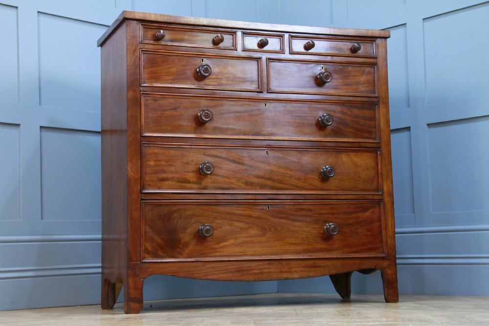 Original Antique Early Victorian Tall Mahogany Chest of 7 Drawers Restored C1860 View VIII