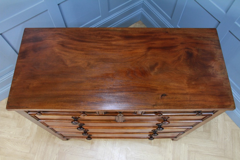 Original Antique Early Victorian Tall Mahogany Chest of 7 Drawers Restored C1860 View IX