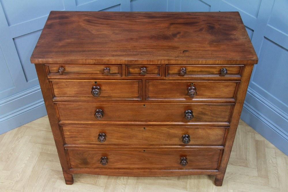 Original Antique Early Victorian Tall Mahogany Chest of 7 Drawers Restored C1860 View X