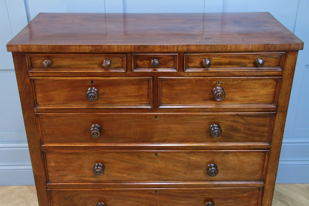 Original Antique Early Victorian Tall Mahogany Chest of 7 Drawers Restored C1860 View XI