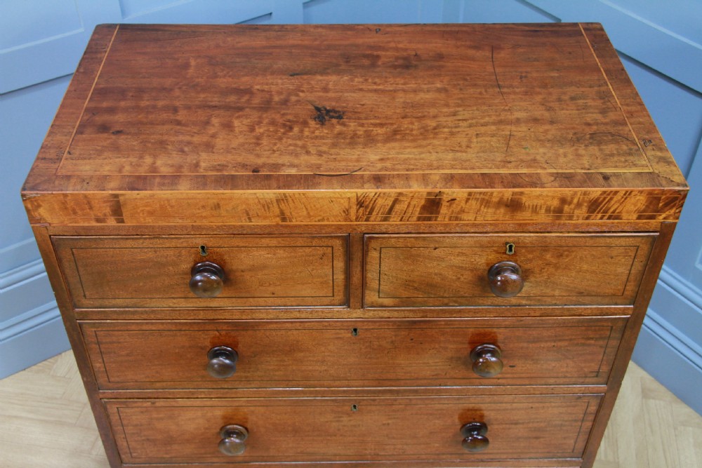 Antique Original Georgian Small Inlaid Mahogany Chest of 5 Drawers C1830 View VII