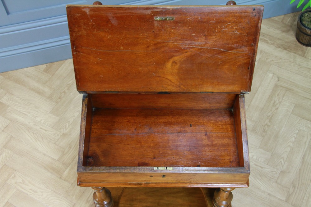 Antique Late Victorian Walnut Open Shelf Davenport Desk Inlaid View VI