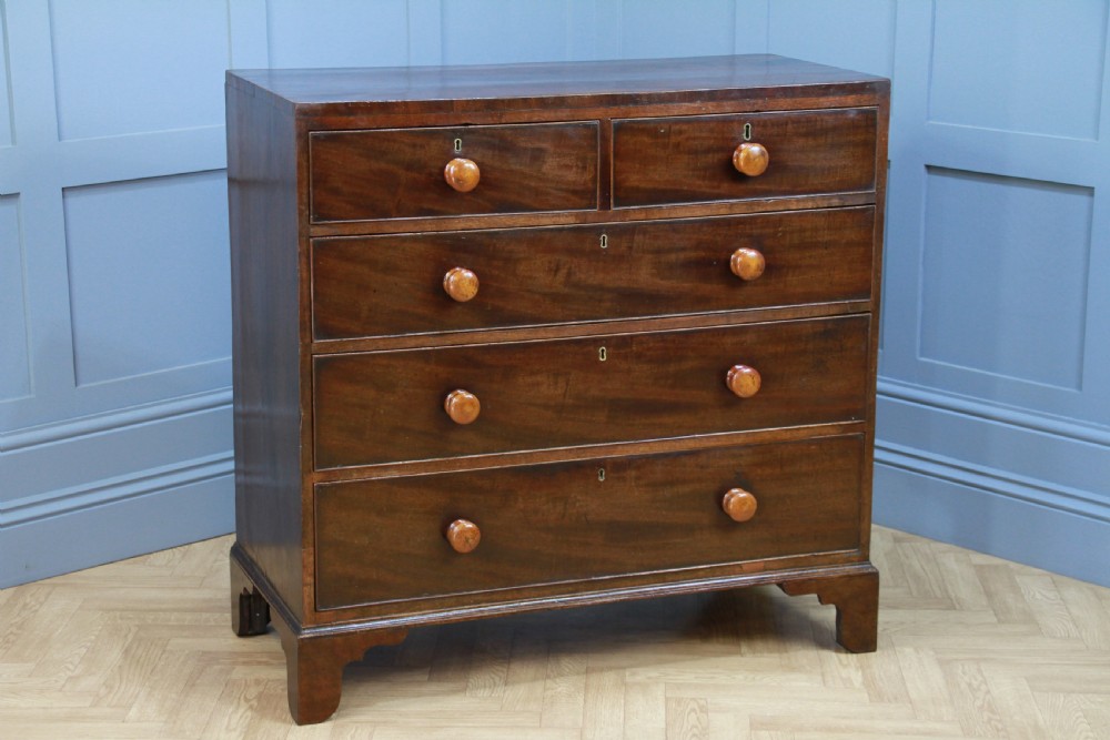 Antique Original Georgian Mahogany Inlaid Chest of 5 Drawers Restored C1830