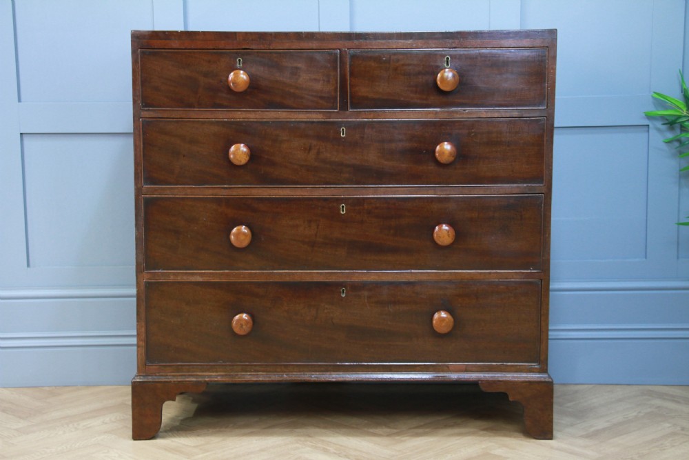 Antique Original Georgian Mahogany Inlaid Chest of 5 Drawers Restored C1830 View II