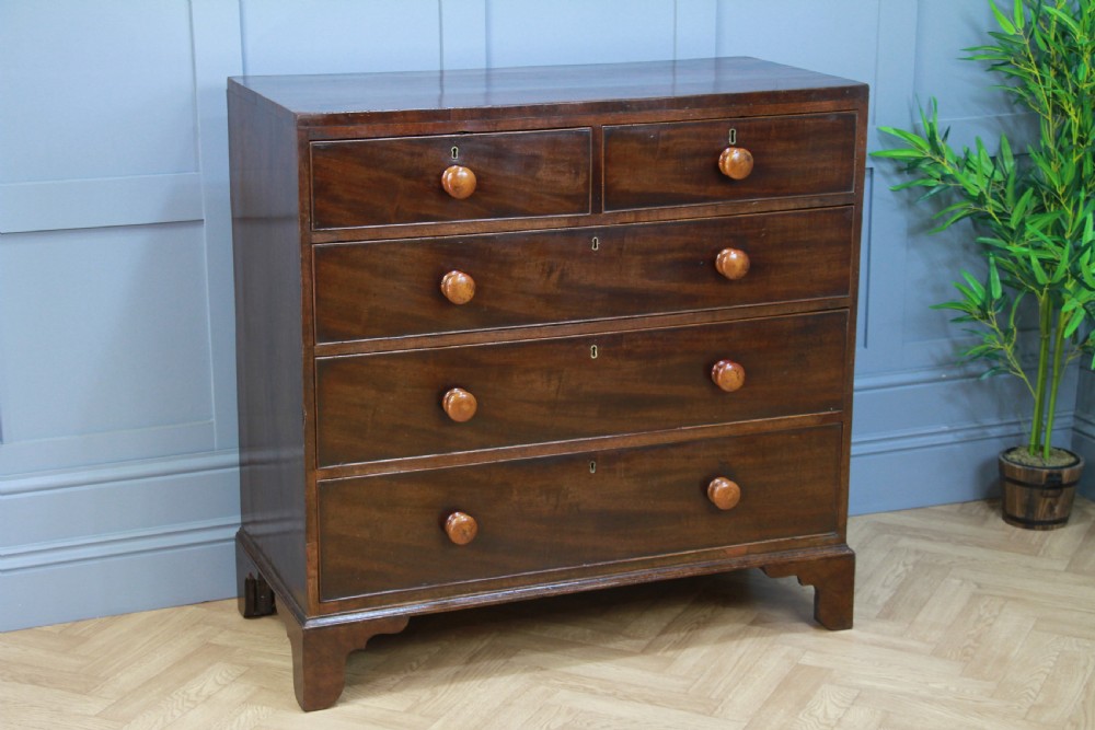 Antique Original Georgian Mahogany Inlaid Chest of 5 Drawers Restored C1830 View III