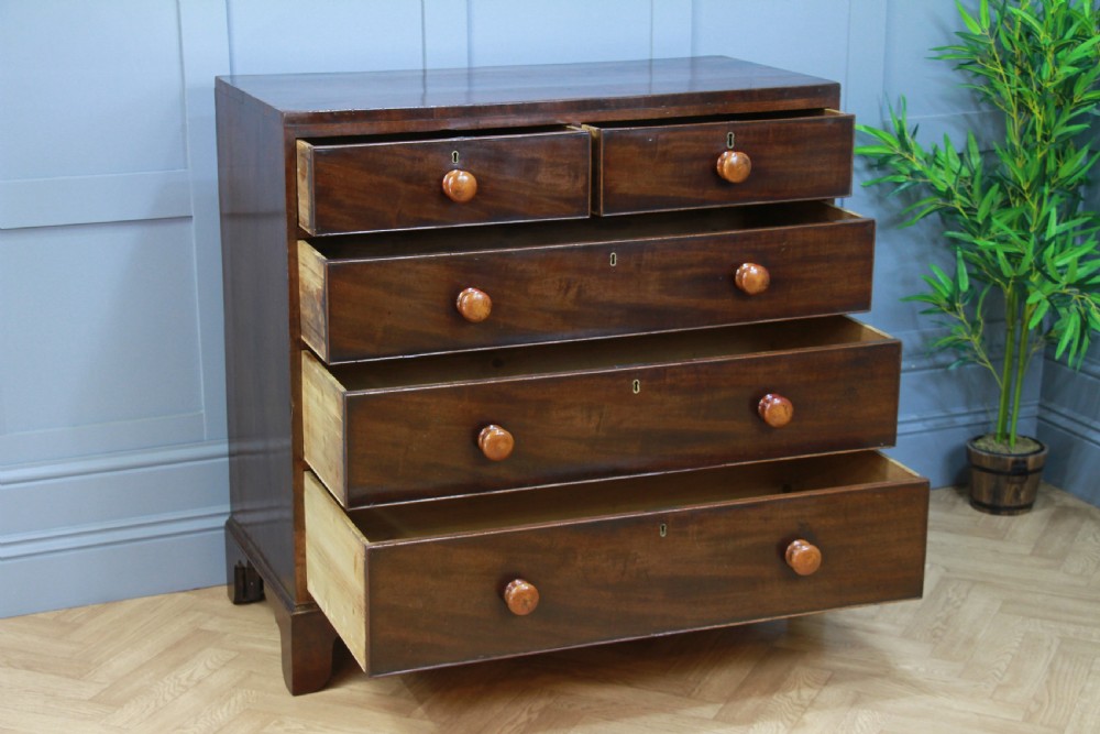 Antique Original Georgian Mahogany Inlaid Chest of 5 Drawers Restored C1830 View IV