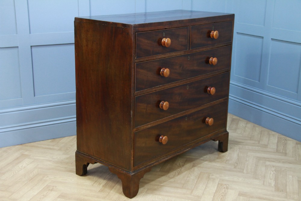 Antique Original Georgian Mahogany Inlaid Chest of 5 Drawers Restored C1830 View V