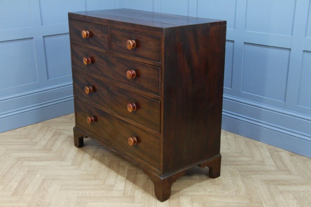 Antique Original Georgian Mahogany Inlaid Chest of 5 Drawers Restored C1830 View VI
