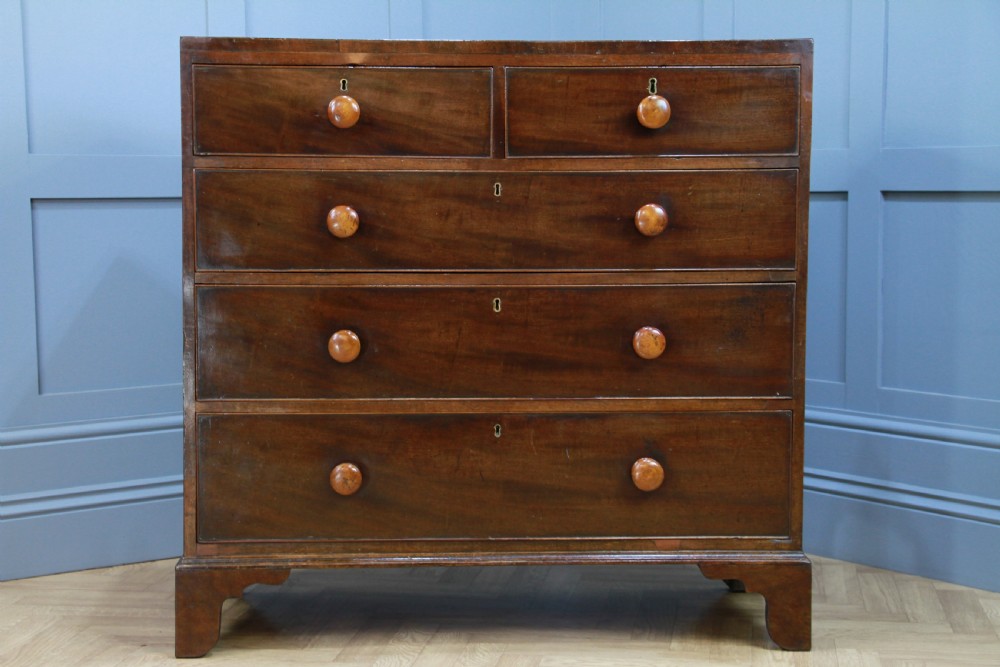 Antique Original Georgian Mahogany Inlaid Chest of 5 Drawers Restored C1830 View VIII
