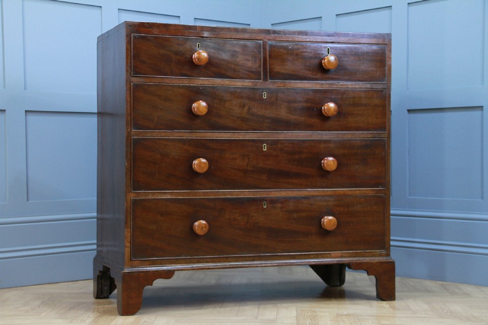 Antique Original Georgian Mahogany Inlaid Chest of 5 Drawers Restored C1830 View IX