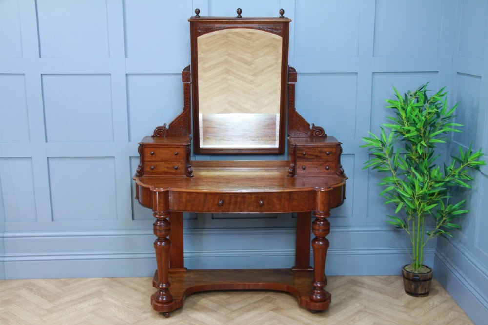 Antique Late Victorian Mahogany Ladies Carved Duchess Dressing Table With Mirror
