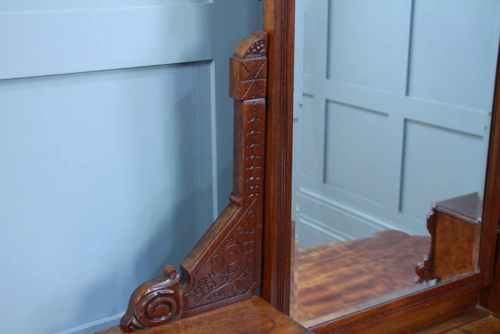 Antique Late Victorian Mahogany Ladies Carved Duchess Dressing Table With Mirror View VI