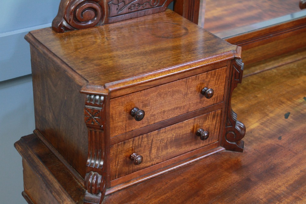 Antique Late Victorian Mahogany Ladies Carved Duchess Dressing Table With Mirror View VII